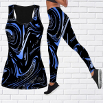 Lilla Sparkling Waves Print Joogavarustus naistele Mood Treening Retuusid Fitness Sport Vabaaja joogap&uuml;ksid XS