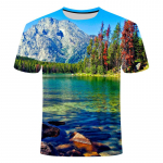 Suvised m&auml;gede ja j&otilde;gede graafilised T-s&auml;rgid Meestele Mood Loodusliku Scenery Mustriga t-s&auml;rk Ilus vabaaja 3D Prindiga T-s&auml;rk XXL