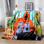 3D Grizzy ja Lemmingsi multikate tekk, pehme tekk koju Magamistoa voodi diivan Pikniku reisikontori kattetekk lastele 130cm x 150cm
