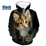 Uued moodsad kasside 3D-kapuutsid, loomade kassidega tr&uuml;kitud kapuuts, vabaaja meeste naiste kapuutsiga pulloverid S