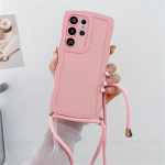Armas Curly Wave Crossbody kaelakee kaelakee n&ouml;&ouml;rist n&ouml;&ouml;rist silikoonist &uuml;mbris Samsung S23 S22 Ultra S21 S20 FE A14 A34 A54 A24 A13 A23 A33 A53 A12 A32 A52 jaoks iphone 7 8 roosa