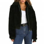 Naiste talvemantel Paks pl&uuml;&uuml;s &uuml;hev&auml;rviline pikkade varrukatega lukuga Pehmed soojad taskud rev&auml;&auml;r vabaaja elastne mansett v&auml;litingimustes l&uuml;hike jope L valge