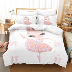 3D balleti t&uuml;druku voodipesukomplekt Cartoon Girl tantsutekk ja padjap&uuml;&uuml;r 2/3 tk AU140 * 210 &uuml;he-/kahe voodiga p&uuml;hadekingitus t&uuml;drukutele Pehme kodutekstiil AU Single 140x210cm