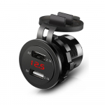 Kahe USB autolaadija pistikupesa USB v&auml;ljund 12v-24v sigaretis&uuml;&uuml;taja auto paadi meres&otilde;iduki mootorratta jaoks punane