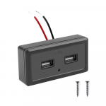 Kahe USB-autolaadija pesa 3.1a paneeliga s&uuml;vistatav LED-valgustiga autobussi ATV paadiveokile must