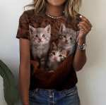 Moodne naiste T-s&auml;rk Kitten Kawaii tr&uuml;kitud topid T-s&auml;rk T&uuml;drukutele O-kaelusega l&uuml;hikeste varrukatega s&auml;rk Avarad naiste riided Naiste s&auml;rgid L