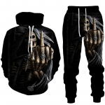 Mehed, naised, sportlikud 3D gooti pealuuga prinditud kampsunid, 2 tk spordi&uuml;likonnad kapuutsid + p&uuml;ksid XXL tumehall v&auml;rv