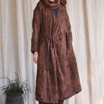 Johnature naiste vintage kvaliteetsed sidemega kleidid prinditud lillelised V-kaelusega pikkade varrukatega hommikumantlid s&uuml;gisese linane avar kleit One Size must