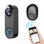 Juhtmeta uksekellakaamera koos kellahelinaga Tuya APP 1080P HD kahesuunaline heli, 5-meetrine &ouml;&ouml;n&auml;gemine PIR-i inimene must