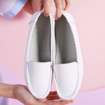 Naiste mokassiinid Penny Loafers Nahast s&otilde;itmine Mugav korter, vabaaja libisemine k&otilde;ndimisel Minimalistlikud rasedusjalatsid t&uuml;drukule EU:35 valge
