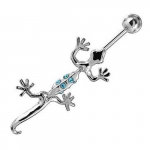 925 Sterling H&otilde;be Ripatsiga Salamander Nabaaugustuse Ehted - T&uuml;rkiissinised Kristallid