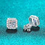 Valge kullaga 1CT Moissanite naastk&otilde;rvar&otilde;ngad naistele &uuml;mara l&otilde;ikega S925 h&otilde;bedane luksuslik ruudukujuline ehe Labori teemantk&otilde;rvar&otilde;ngas kingitus 0.5CT