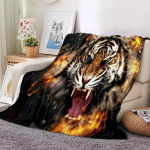 Beast Animal Tiger, Sabretooth Cartoon Pehme pl&uuml;&uuml;sist tekk, Flanelltekk Elutoa voodi Diivan Pikniku jaoks 75x100cm