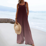 Naiste kombinesoonid vabaajaprinteriga laia jalaga kombinesoonid, rinnahoidjaga varrukateta rihmad, taskutega r&otilde;ivad L kohv