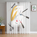 Barbershop Design Element l&auml;bipaistvad kardinad elutuppa Kaasaegsed moekardinad k&ouml;&ouml;gi jaoks T&uuml;llkardinad 135W x 183H(cm)