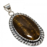 Natural Tiger Eye Gemstone Handmade 925 Sterling Silver Pendant 2.56 v6c06
