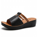 Suvised naistemood paksu talla sandaalid nahast kodu sandaalid naiste sussid vabaajajalatsid 35 must