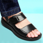 Klassikalised pehmed sandaalid Mugavad Meeste Kingad Nahast sandaalid Suured Pehmed Sandaalid Mugavad 38 must