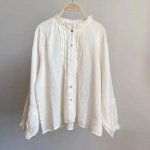 Johnature Ruffles naiste topid Kevadvintage &uuml;hev&auml;rvilised plisseeritud vaba vabaaja lihtsad naiste s&auml;rgid One Size khaki