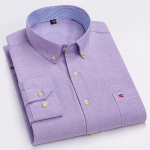 Sinwoyan Solid Pure Cotton Oxford meeste s&auml;rgid vabaaja pikkade varrukatega tavaliistuga rinnataskuga S