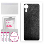 apgo Protective Skin Sticker for the back compatible with Samsung Galaxy XCover 5, Wrap Film, Foil, Vinyl - Pattern Black Leather