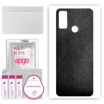 apgo Protective Skin Sticker for the back compatible with Huawei Nova Lite 3 Plus, Wrap Film, Foil, Vinyl - Pattern Black Leather