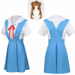Anime Evangelion Halloween Women Cosplay Asuka Langley Soryu Tokyo Ayanami Rei kost&uuml;&uuml;mid koolivormi parukas, sinine oranž M