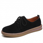 Spring Women Flats Shoes Women Sneakers Leather Suede Lace Up Boat Shoes Round Toe Flats Moccasins Oxford For Women 38 must