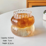 Ins Glass Cup Kuumakindel trummel Joogin&otilde;ud L&auml;bipaistev Teemahl Piim Kohvi Kruus Kodu Veeklaasid Triibuline Kruus 410/650/530ml 410ml