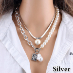 Naiste mood 2 kihti p&auml;rlid ripatsid kaelakeed metallist madu kett kaelakee uue disainiga ehted kingitus kuld