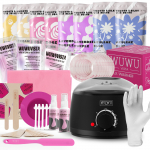 Vahatamiskomplekt WUWUVISTA karvade eemaldamise k&otilde;vavaha komplekt koos vaha soojendajaga, vahatamishelmed naistele, meestele n&auml;ole / Brasiilia / kogu kehale / bikiinidele / tundlikule nahale koduseks kasutamiseks EU Plug