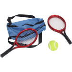Nukutennisereket 1/12 m&otilde;&otilde;tkavaga kodukaunistus, t&auml;iuslikud detailid Miniatuurne tennisereket koos hoiukotiga lastele 9*3.8cm,4Pcs must/punane