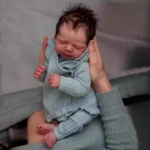 Elutruu 19-tolline Pascale Reborn Newborn Baby Nukud Pehmest puutetundlikust riidest keha taass&uuml;nninukk Realistlik, magav k&auml;sitsi valmistatud implantaadiga juukseid simuleeriv nukk lastele cloth body