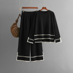 S&uuml;gis-talv laisk tuul lahtine k&otilde;rge kraega pullover, naiste &uuml;hev&auml;rviline pikkade varrukatega sviiter, kootud laia s&auml;&auml;rega p&uuml;ksid, kaheosaline komplekt One Size must