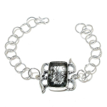 Black Rutile Gemstone Handmade 925 Sterling Silver Bracelet 7-8 u6w60