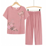 Naiste suvised l&uuml;hikeste varrukatega &uuml;likonnad, lilledega tr&uuml;kitud suures suuruses pidžaamad XXXXL