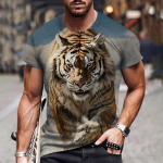 Loomade T-s&auml;rgid meestele Tiigri 3D-tr&uuml;kiga L&uuml;hikeste varrukatega T-s&auml;rk Mood Streetwear Suvine O-kaelusega Pullover Vabaaja &Uuml;lisuur R&otilde;ivas S