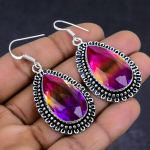 Bi-Color Tourmaline Gemstone 925 Sterling Silver gift Jewelry Earring 2.17 R8s67