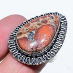 Natural Leopard Skin Jasper Gemstone 925 Sterling Silver Ring Size 8 d8y43