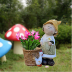 Aiakuju armas lillepoti vitriin, kujukeste vaigust skulptuur talumajapidamiseks Boy Statue