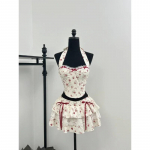 2024 Suvine Ranna Haldjas Puhkus 2000ndate Reivi Riietus Naised Elegantne 2-osaline Komplekt Gyaru Coquette Pitsist Pluusid + Y2k Miniseelik S roosa