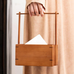 Square Bamboo Tissue Box Rectangle Convenient Easy to Clean Holder for Dining
