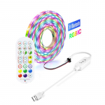 Bluetooth USB 5V LED tuled neoonlint RGB IC WS2812 nutikas adresseeritav pikslitega LED-riba magamistuppa K&ouml;&ouml;k teler &uuml;mbritseva valgustus 3M/60LEDs