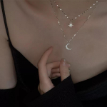 Mood Uus Kuld H&otilde;be V&auml;rvi Kahekihiline T&auml;he Kuu Kaelakee Ripats Naistele V&otilde;lu Tsirkoon Sulam Choker Kett Ehted kuld