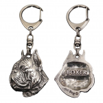 Boxer, German Boxer II - Silver-plated key ring with a dog in a gift box, handbag decoration, backpack pendant by Art-Dog brand
