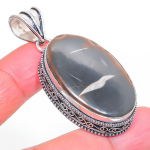 Natural Mud Crack Fossil Gemstone 925 Sterling Silver Jewelry Pendant 2.13 d5q99
