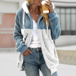 Naiste avar ja suur pl&uuml;&uuml;sis mitmev&auml;rviline paneeliga kapuutsiga lukuga jope M must