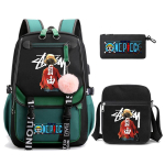 3 tk/komplekt Anime One Piece K&otilde;rge kvaliteediga arvutikott &Otilde;lakott Pliiatsikott Meestele Naistele Reisikott &Otilde;pilane T&uuml;druk Poiss Tagasi kooli Vaba aja kott