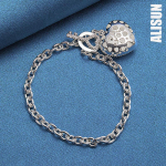 925 h&otilde;bedast AAA tsirkoonist s&uuml;damekujuline v&otilde;tmega ripats k&auml;ev&otilde;ru, moodsad pulmaehted 20CM