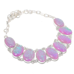 Pink Triplet Opal Gemstone Handmade 925 Sterling Silver Necklace 18 h7n58